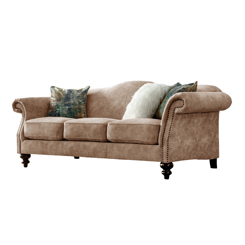 Fleur De Lis Living Velvet 90" Rolled Arm Sofa & Reviews Wayfair